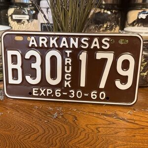 Vintage 1960 Arkansas Truck Single License Plate